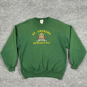 Vintage 90s St Andrews Golf Sweatshirt Mens XL Green Made USA Oarsman 913